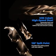 Socoje 3/8" Cobalt Drill Bit(5Pcs) M35 HSS Metal Drill Bit Set for Hard Metal Stainless Steel Cast Iron Socoje 3/8" Cobalt Drill Bit(5Pcs) M35 HSS Metal Drill Bit Set for Hard Metal Stainless Steel Cast Iron