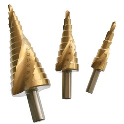 3PCS Step Drill Bit Set with Titanium Coated Double Cutting Blades Spiral Pagoda Drill Reaming Step Cone Drill for Metal 3PCS Step Drill Bit Set with Titanium Coated Double Cutting Blades Spiral Pagoda Drill Reaming Step Cone Drill for Metal