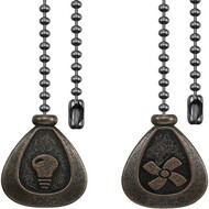 Bronze Ceiling Fan Pull Chain Set with 12 inch Extender (2 Pack)