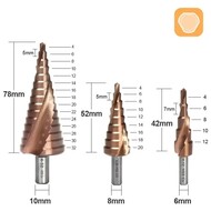 Spiral Flute Cobalt Coated HSS-Co 5% M35 Step Drill Bit Spiral Flute Cobalt Coated HSS-Co 5% M35 Step Drill Bit