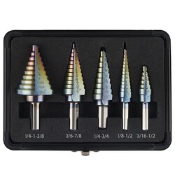 5Pcs 50 Sizes From 1/8 to 1-3/8 Metal Step Drill Bit Set for Steel Hole 5Pcs 50 Sizes From 1/8 to 1-3/8 Metal Step Drill Bit Set for Steel Hole