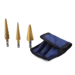 3/16-1/2 1/4-3/4 1/8-1/2 inch  Titanium Triangle Shank Step Drill Bits Set for Wood Metal Drilling 3pcs  3/16-1/2 1/4-3/4 1/8-1/2 inch  Titanium Triangle Shank Step Drill Bits Set for Wood Metal Drilling 3pcs