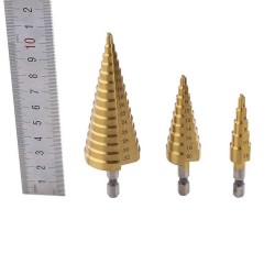 3Pcs Pagoda Drill Set  Titanium Hex Shank Step Drill Bit  For Metal Drilling 10Pcs 3Pcs Pagoda Drill Set  Titanium Hex Shank Step Drill Bit  For Metal Drilling 10Pcs