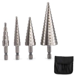 4 pc  3-12/ 4-12/4-20/4-32 mm Pagoda Drill Hexagon Screw Spiral Straight Groove Metal Steel Step Drill Bit 4 pc  3-12/ 4-12/4-20/4-32 mm Pagoda Drill Hexagon Screw Spiral Straight Groove Metal Steel Step Drill Bit