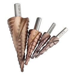 Socoje -Co M35 Cobalt Step Drill Bit Triangle Shank 4-12/4-20/4-32mm Spiral Flute Step Drill Socoje -Co M35 Cobalt Step Drill Bit Triangle Shank 4-12/4-20/4-32mm Spiral Flute Step Drill