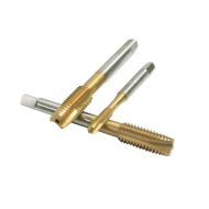 M3 x 0.5mm HSSE Cobalt Tungsten Carbide Spiral Point Taps - TiN Coated, Bright Finish M3 x 0.5mm HSSE Cobalt Tungsten Carbide Spiral Point Taps - TiN Coated, Bright Finish