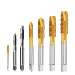 M6 x 1mm HSSE Cobalt Tungsten Carbide Spiral Point Tap - TiN Coated, Bright Finish M6 x 1mm HSSE Cobalt Tungsten Carbide Spiral Point Tap - TiN Coated, Bright Finish