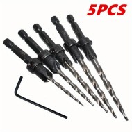 Countersink drill bit Set With 1 Hex Wrench Woodworking Countersink Bit 5PCS Countersink drill bit Set With 1 Hex Wrench Woodworking Countersink Bit 5PCS
