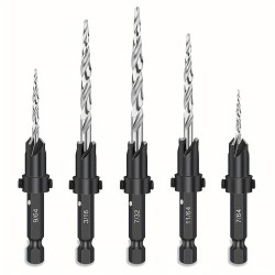 Countersink drill bit Set With 1 Hex Wrench Woodworking Countersink Bit 5PCS Countersink drill bit Set With 1 Hex Wrench Woodworking Countersink Bit 5PCS