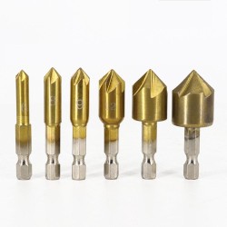 1/4 Hex Shank Chamfer Countersink Drill Bit 90 Degree 6mm-19mm 6Pcs  1/4 Hex Shank Chamfer Countersink Drill Bit 90 Degree 6mm-19mm 6Pcs