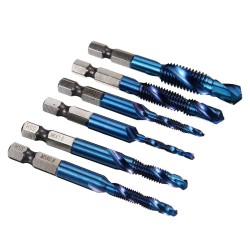 M3-M10 1/4 Inch Hex Shank Drill and Tap Bits Blue Nano Coated 6Pcs  M3-M10 1/4 Inch Hex Shank Drill and Tap Bits Blue Nano Coated 6Pcs