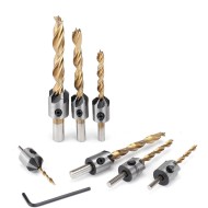 3-10mm Round Shank Titanium Coated Countersink Drill Bit Set 7/8Pcs  3-10mm Round Shank Titanium Coated Countersink Drill Bit Set 7/8Pcs