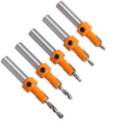 Carbide Tip 8mm Shank HSS Woodworking Countersink drill Bit Set for Wood Milling Cutter 5Pcs  Carbide Tip 8mm Shank HSS Woodworking Countersink drill Bit Set for Wood Milling Cutter 5Pcs