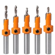 Carbide Tip 8mm Shank HSS Woodworking Countersink drill Bit Set for Wood Milling Cutter 5Pcs  Carbide Tip 8mm Shank HSS Woodworking Countersink drill Bit Set for Wood Milling Cutter 5Pcs