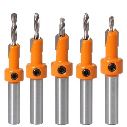 Carbide Tip 8mm Shank HSS Woodworking Countersink drill Bit Set for Wood Milling Cutter 5Pcs  Carbide Tip 8mm Shank HSS Woodworking Countersink drill Bit Set for Wood Milling Cutter 5Pcs