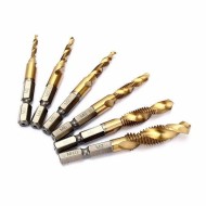 M3-M10 Titanium Coated Deburr Countersink Drill Bit Screw Thread Metric Tap 6pcs M3-M10 Titanium Coated Deburr Countersink Drill Bit Screw Thread Metric Tap 6pcs