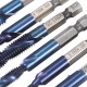 Socoje 6pcs M3-M10 Combination Drill Tap Bit Set  6542 Blue Nano Coated Deburr Countersink Drill Bits