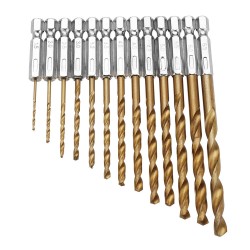 DB-T2 1.5-6.5mm  Titanium Coated 1/4 Inch Hex Shank Twist Drill Bit Set  13pcs  DB-T2 1.5-6.5mm  Titanium Coated 1/4 Inch Hex Shank Twist Drill Bit Set  13pcs