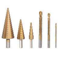 Step Drill Bit Sets Straight Titanium Coated Cone Hole saw Cutter Twist Saw Drill Bit 6PCs Step Drill Bit Sets Straight Titanium Coated Cone Hole saw Cutter Twist Saw Drill Bit 6PCs