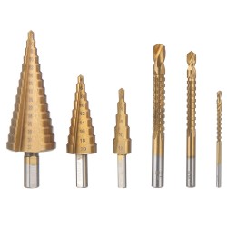 Step Drill Bit Sets Straight Titanium Coated Cone Hole saw Cutter Twist Saw Drill Bit 6PCs Step Drill Bit Sets Straight Titanium Coated Cone Hole saw Cutter Twist Saw Drill Bit 6PCs
