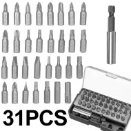 31PCS Drill Bits Set with PH PZ SL H T Sizes and 60mm Extension Rod in Durable Plastic Case Versatile Heavy-Duty and Ideal 31PCS Drill Bits Set with PH PZ SL H T Sizes and 60mm Extension Rod in Durable Plastic Case Versatile Heavy-Duty and Ideal