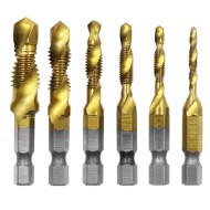 6Pcs 1/4 Inch M3-M10 Screw Tap  Combination Drill Tap Bit Set Hex Shank Deburr Countersink Bits 6Pcs 1/4 Inch M3-M10 Screw Tap  Combination Drill Tap Bit Set Hex Shank Deburr Countersink Bits