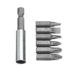 7PCS Precision Screwdriver Bit Set with 25mm Length PH1 PH2 PH3 SL4 SL5 SL6 Bits and 60mm Extension Bar Universal CRV Material Compatible 7PCS Precision Screwdriver Bit Set with 25mm Length PH1 PH2 PH3 SL4 SL5 SL6 Bits and 60mm Extension Bar Universal CRV Material Compatible