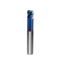 1.5 mm Corner Radius End Mill 4 Flute 0.5R, HRC68, Blue NB Coated, 3/16" Shank 1.5 mm Corner Radius End Mill 4 Flute 0.5R, HRC68, Blue NB Coated, 3/16" Shank