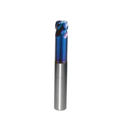 2mm Corner Radius End Mill 4 Flute, 0.5R, HRC68, Blue NB Coated, 3/16" Shank,  Made In China