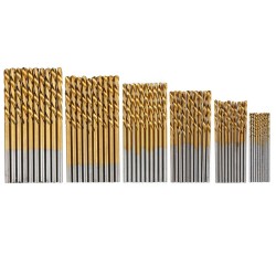 60PCS 1mm/1.5mm/ 2mm/2.5mm/3mm/3.5mm Titanium-Coated High-Speed Steel Twist Drill Bit Set Diverse Sizes Precision Crafted Drilling Tool