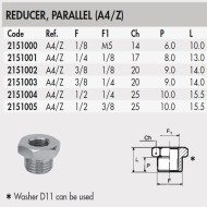 2151003 Socoje Fitting 3/8inch x 1/4inch Reducer Parallel (A4/Z) Adapter 1pc 2151003 Socoje Fitting 3/8inch x 1/4inch Reducer Parallel (A4/Z) Adapter 1pc