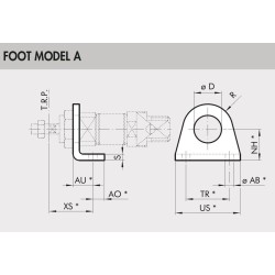 W0950120001 FOOT model a 1216Ø Bore ISO6432 W0950120001 FOOT model a 1216Ø Bore ISO6432