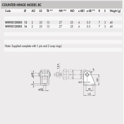 W0950120005 COUNTER-HINGE - MODEL BC for 12&16Ø BORE ISO6432 W0950120005 COUNTER-HINGE - MODEL BC for 12&16Ø BORE ISO6432