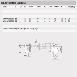 W0950200005 COUNTER-HINGE - MODEL BC for 20&25Ø BORE ISO6432 W0950200005 COUNTER-HINGE - MODEL BC for 20&25Ø BORE ISO6432