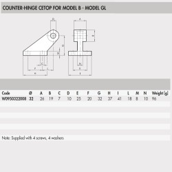 W0950322008 Counter Hinge for model B - Model “CETOP“ GL 032 W0950322008 Counter Hinge for model B - Model “CETOP“ GL 032