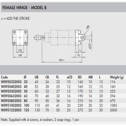 W0950802003 Female Hinge - Model B 080 W0950802003 Female Hinge - Model B 080