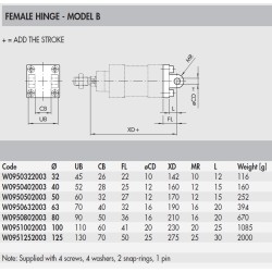 W0951002003 Female Hinge - Model B 100 W0951002003 Female Hinge - Model B 100