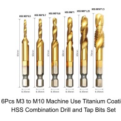 6Pcs Machine Use Metric M3 M10  Combination Combined Drill and Taps Bit Set in Metal Box 6Pcs Machine Use Metric M3 M10  Combination Combined Drill and Taps Bit Set in Metal Box