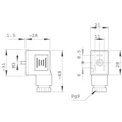 W0970510012 Coil Connector with LED 24V W0970510012 Coil Connector with LED 24V