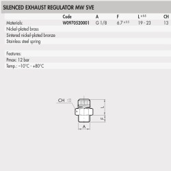 W0970520001 MWSVE Silenced Exhaust Regulator (Valve) 1/8inch W0970520001 MWSVE Silenced Exhaust Regulator (Valve) 1/8inch