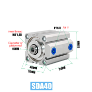supply cylinder SDA Model piston type double acting Pneumatic compact air cylinder SDA40 machine supply cylinder SDA Model piston type double acting Pneumatic compact air cylinder SDA40 machine