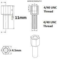 Hexagonal Lock Screws for D-Sub L=11mm (4-40UNC)