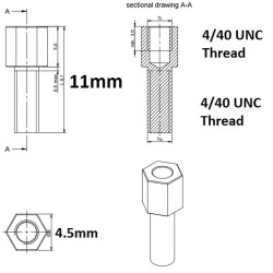 Hexagonal Lock Screws for D-Sub L=11mm (4-40UNC)