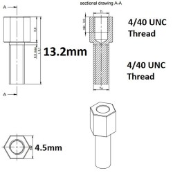 Hexagonal Lock Screws for D-Sub L=13.2mm (4-40UNC)