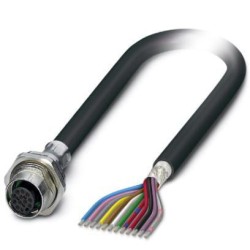 M12 12 Pole Panel Mount FEMALE Shielded with 100cm wiring