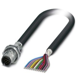 M12 12 Pole Panel Mount MALE Shielded with 100cm wiring