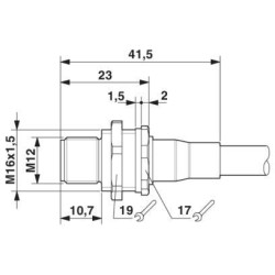 M12 12 Pole Panel Mount MALE Shielded with 100cm wiring