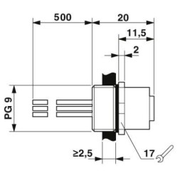 M12 4-pole Panel Mount Female with 50cm wiring - 1693788
