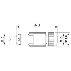 M12 8 Pole Cable L=10000mm FEMALE Shielded with Openend