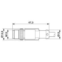 M12 8 Pole Cable L=3000mm MALE-FEMALE Straight Shielded